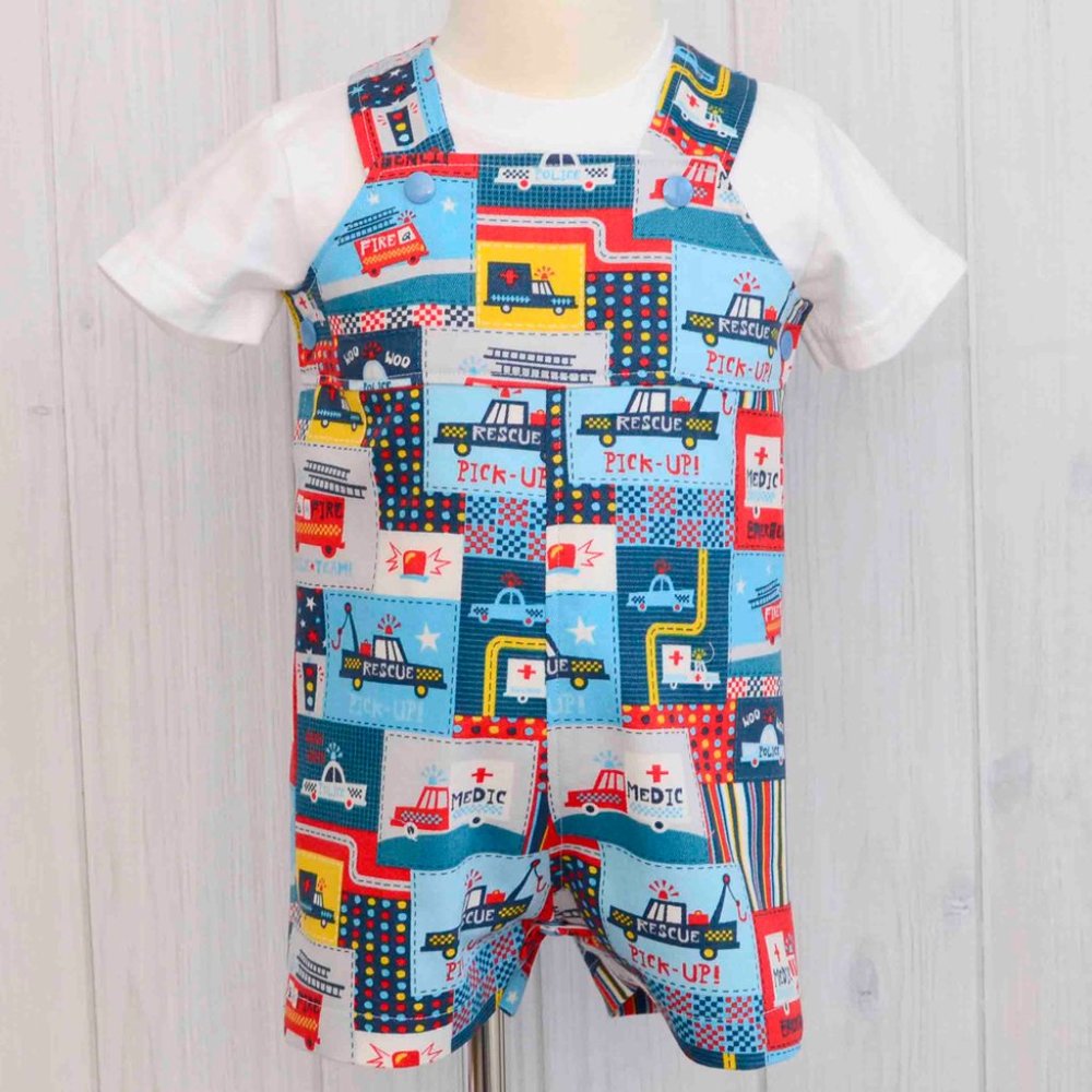 Police Car Romper Short Overalls for Boys